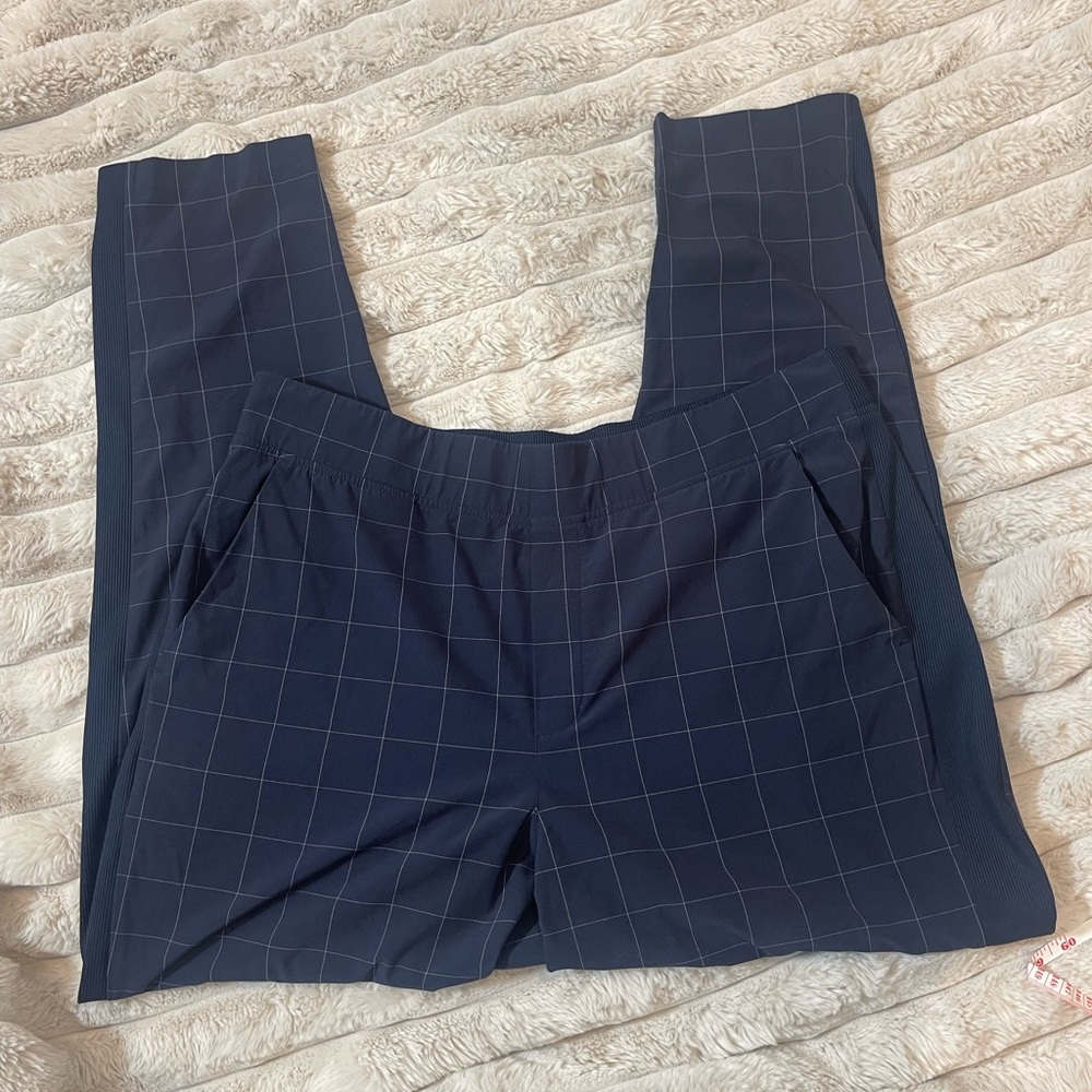 Athleta Navy Blue Checkered Pants